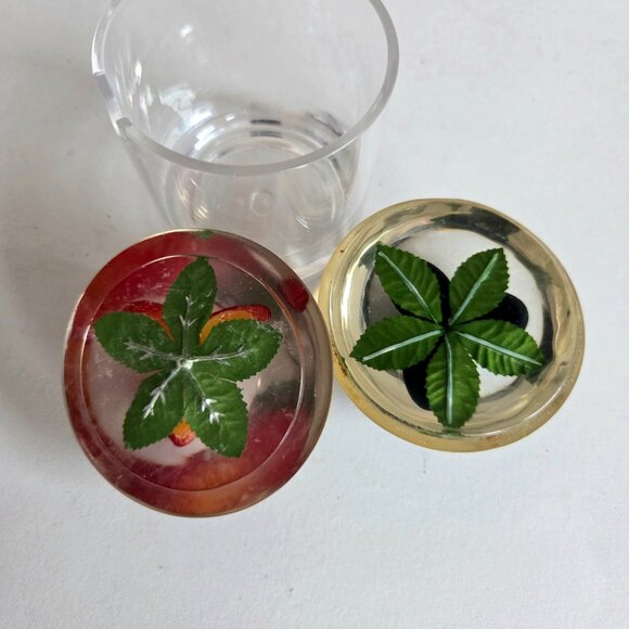 Vintage 1960-1970s Acrylic Lucite jam pot with 2 different design lids - Picture 15 of 15